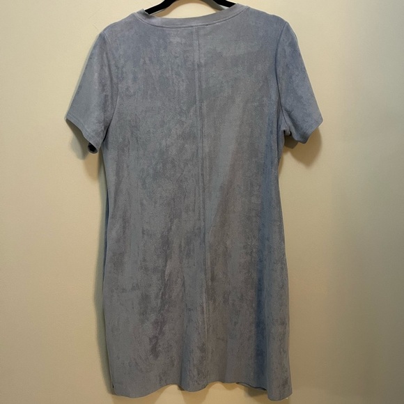 JOH AUDREY DRESS Suede Faux Silver Gray Short Cap sleeve Midi Tunic Women’s XL - Picture 3 of 11